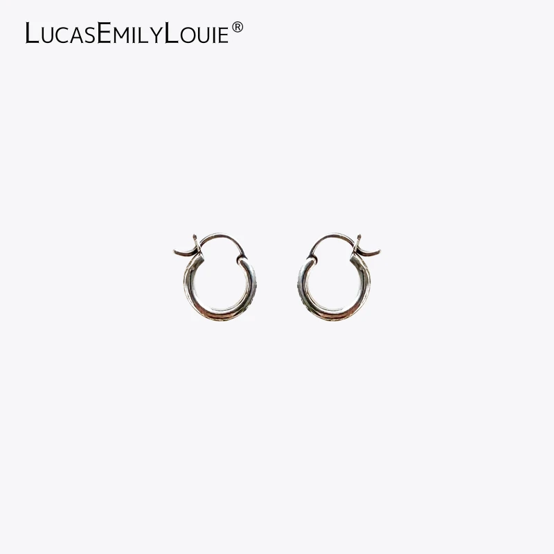925银合成锆石耳饰 LUCASEMILYLOUIE 简约基础素圈小圈耳环240032