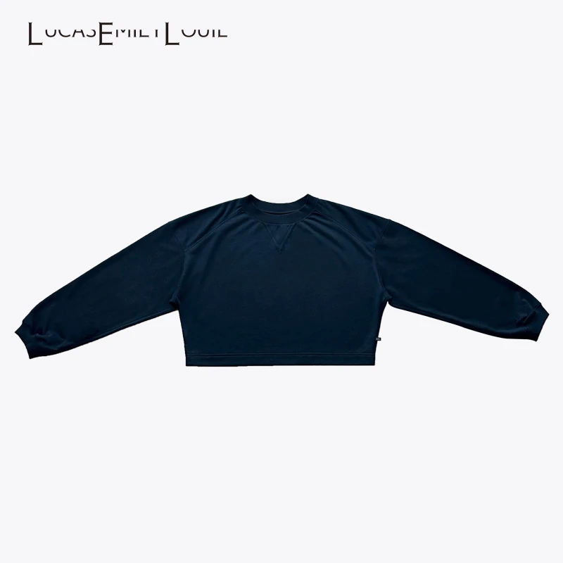 LUCASEMILYLOUIE 四季立体明线轻薄短款套头卫衣2310811