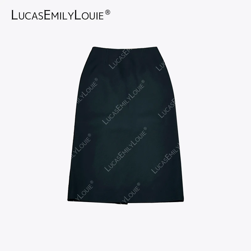 LUCASEMILYLOUIE 简约后开衩蝴蝶结中长款直筒半身裙2411215