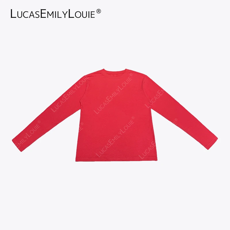 LUCASEMILYLOUIE 极简棉质百搭糖果彩色打底打底长袖T恤2410912
