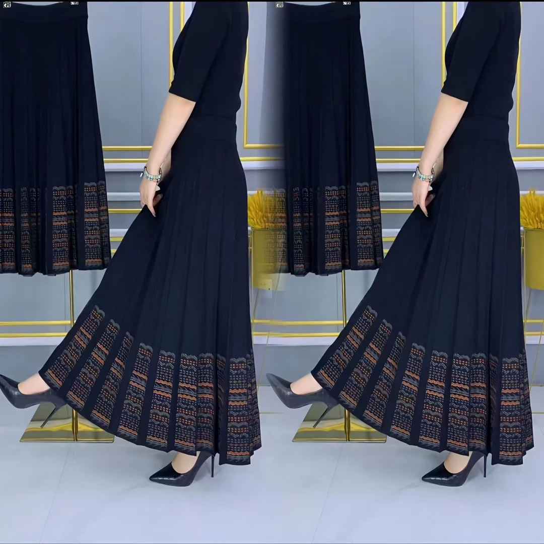 秋冬新款针织毛裙女士半身裙时尚百搭高腰弹力松紧腰大码妈妈裙子