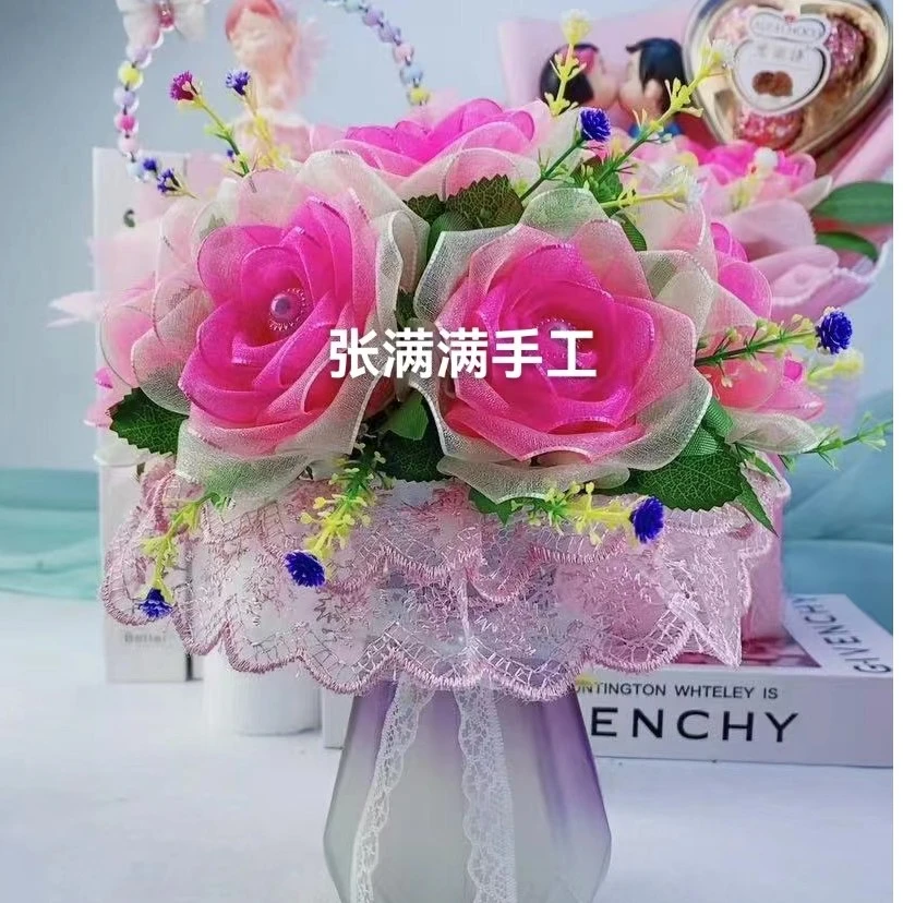 带花边鲜花泥托带泥塑料新娘手捧花束装饰插花材料型鲜花泥湿花泥