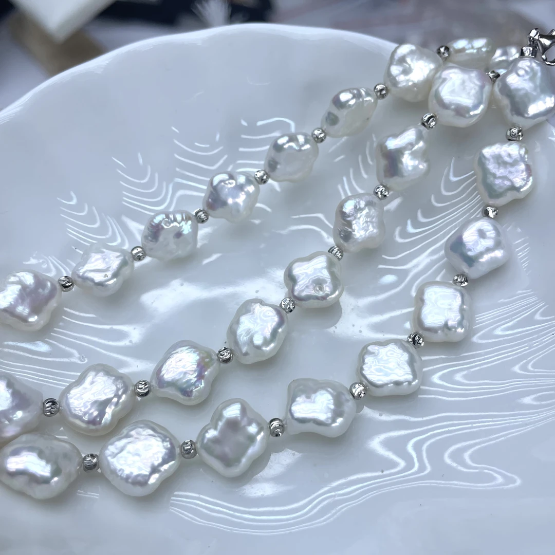 098四叶草手链冷光白巴洛克风格炫彩手工编织纯银延长链17+3.5cm