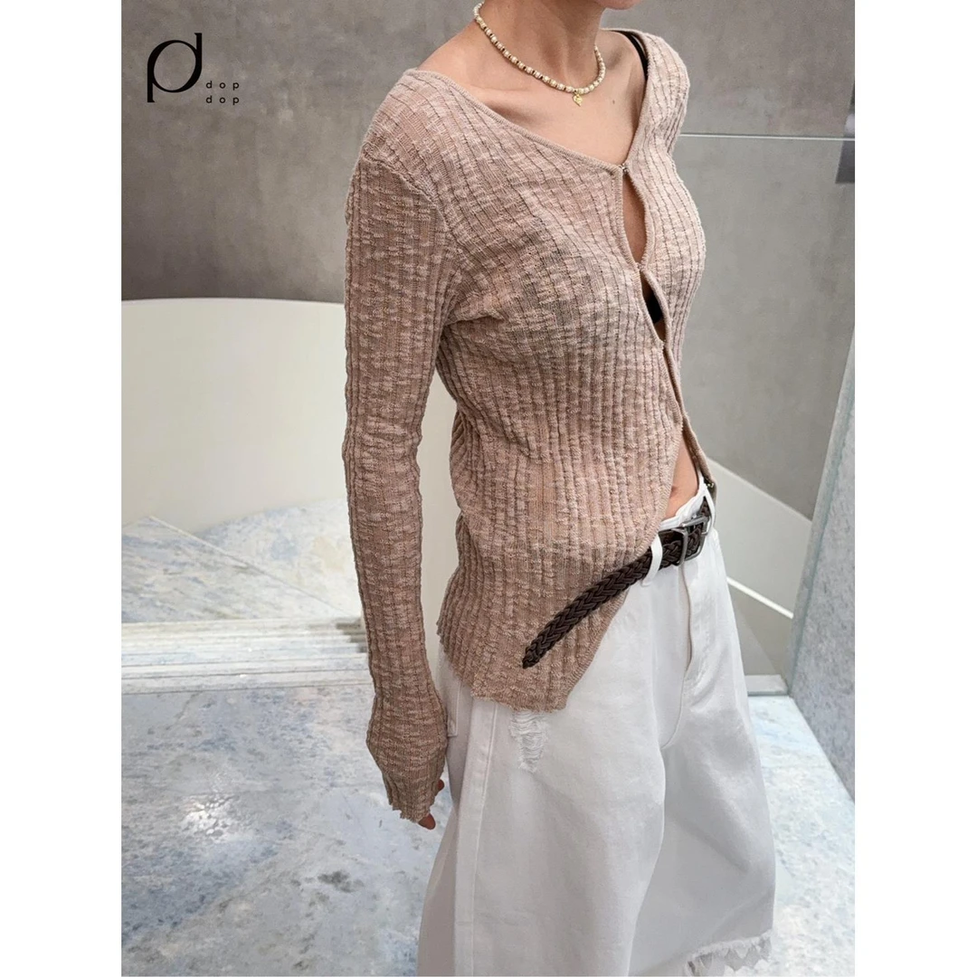 AVVENN2025春镂空修身长袖针织衫女990dopdop买手店