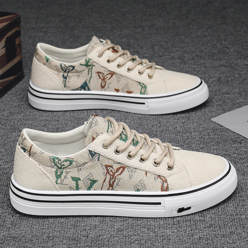 帆布男鞋2024夏季透气运动时尚休闲平板鞋男士轻便老北京布鞋增高