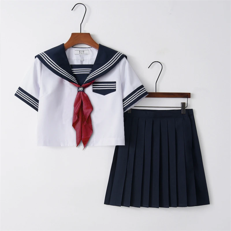日系正统改良白三本基础款jk制服学院风软妹中间服水手服短裙套装
