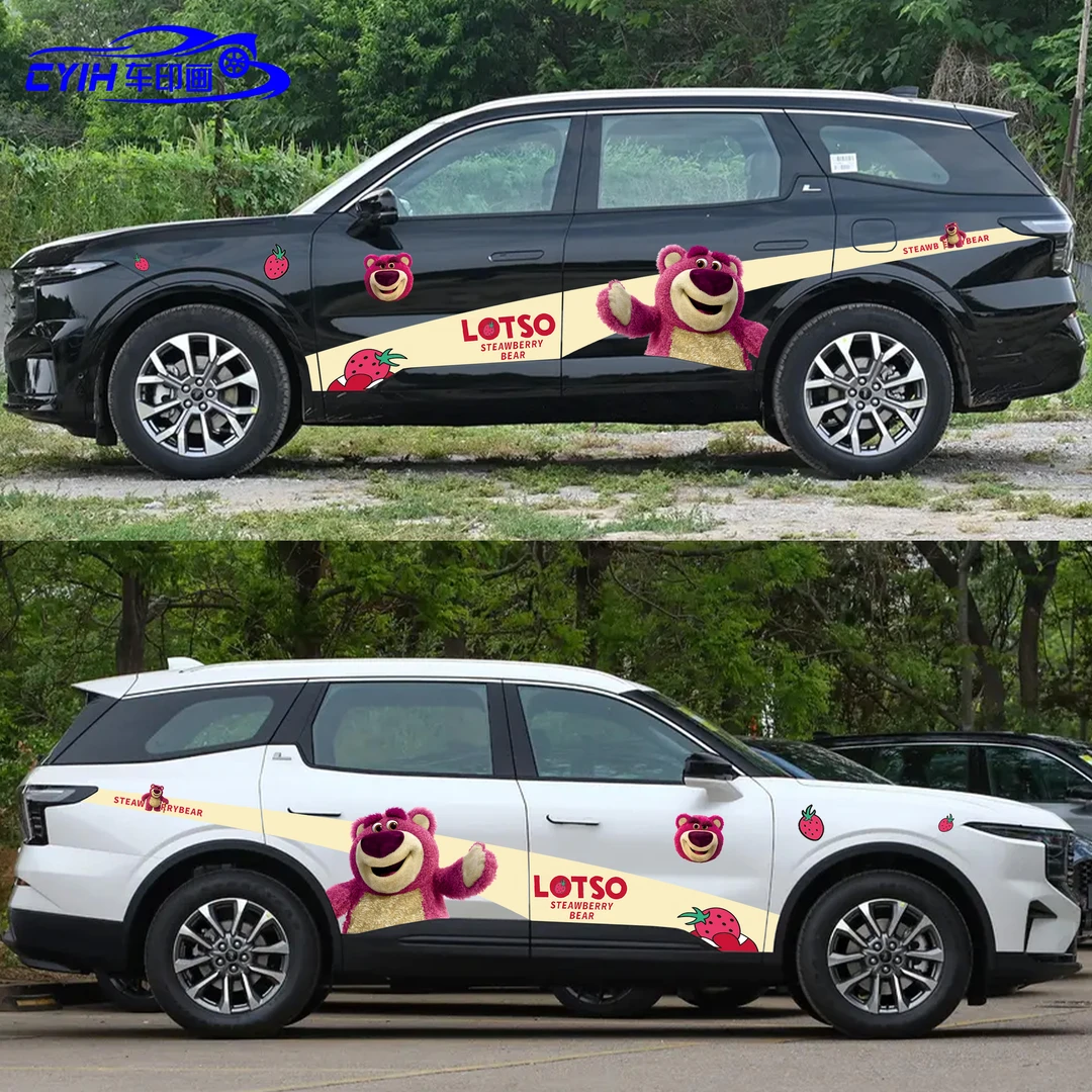 适用福特锐界草莓熊车身贴领睿改装划痕遮挡福特电马卡通动漫装饰