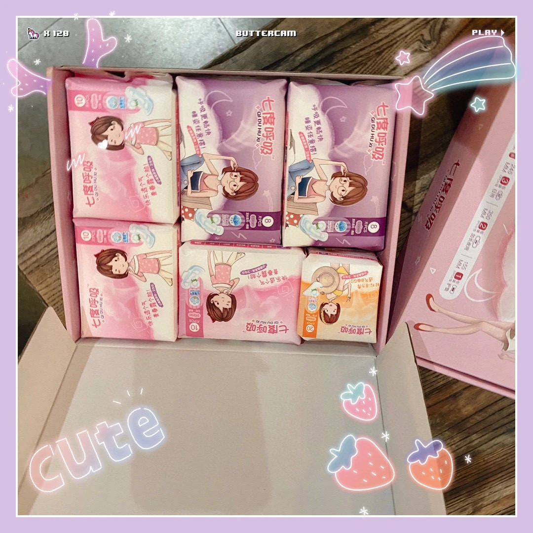 QIDUHUXI/七度呼吸卫生巾日用夜用加长2包任意组合护垫大姨妈巾