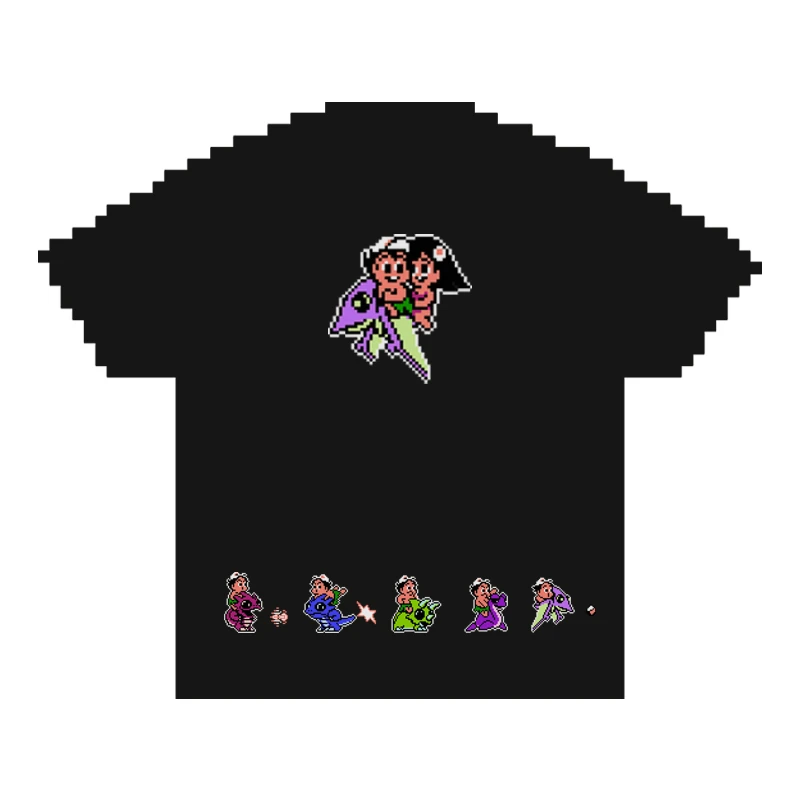 8BIT风格游戏冒险岛合集印花T恤潮牌短袖大码宽松男女ins情侣半袖