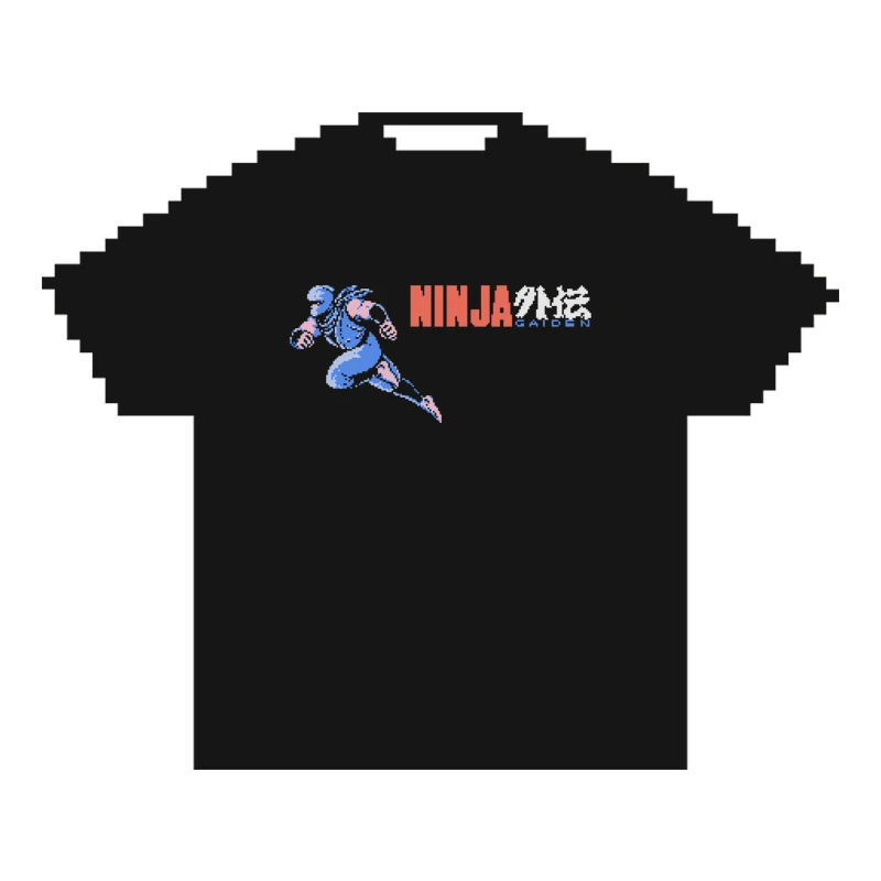 8BIT游戏忍者龙剑传印花T恤夏季潮牌短袖大码男女情侣半袖WD566