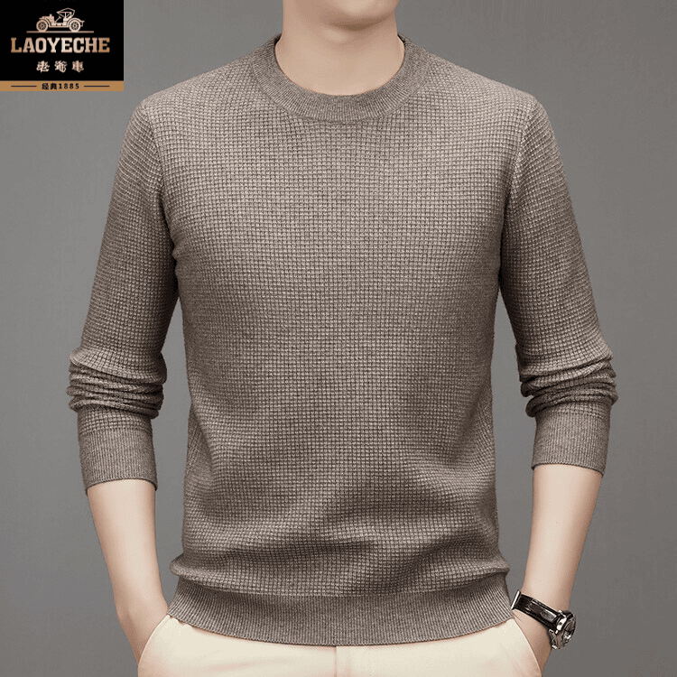 老爷车针织毛衣长袖秋季新款圆领男士潮流时尚休闲百搭打底上衣男