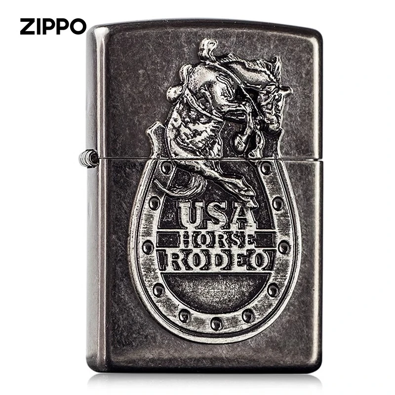 ZIPPO【孤品捡漏】正品打火机韩版复古赛马者马蹄铁贴章收藏