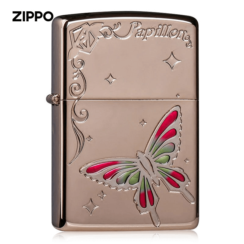 ZIPPO防风打火机正版 三色可选 蝴蝶 镜面粉金  爱情礼物专柜正品
