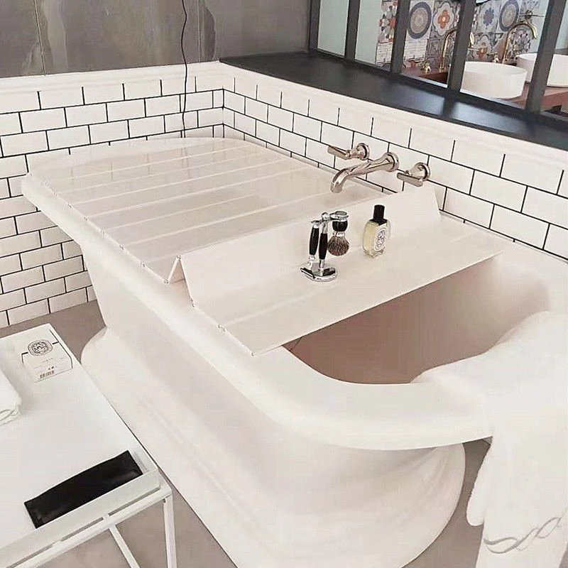 浴缸盖折叠式保温盖板免打孔防尘盖板浴室卫生间置物架子泡澡搁板