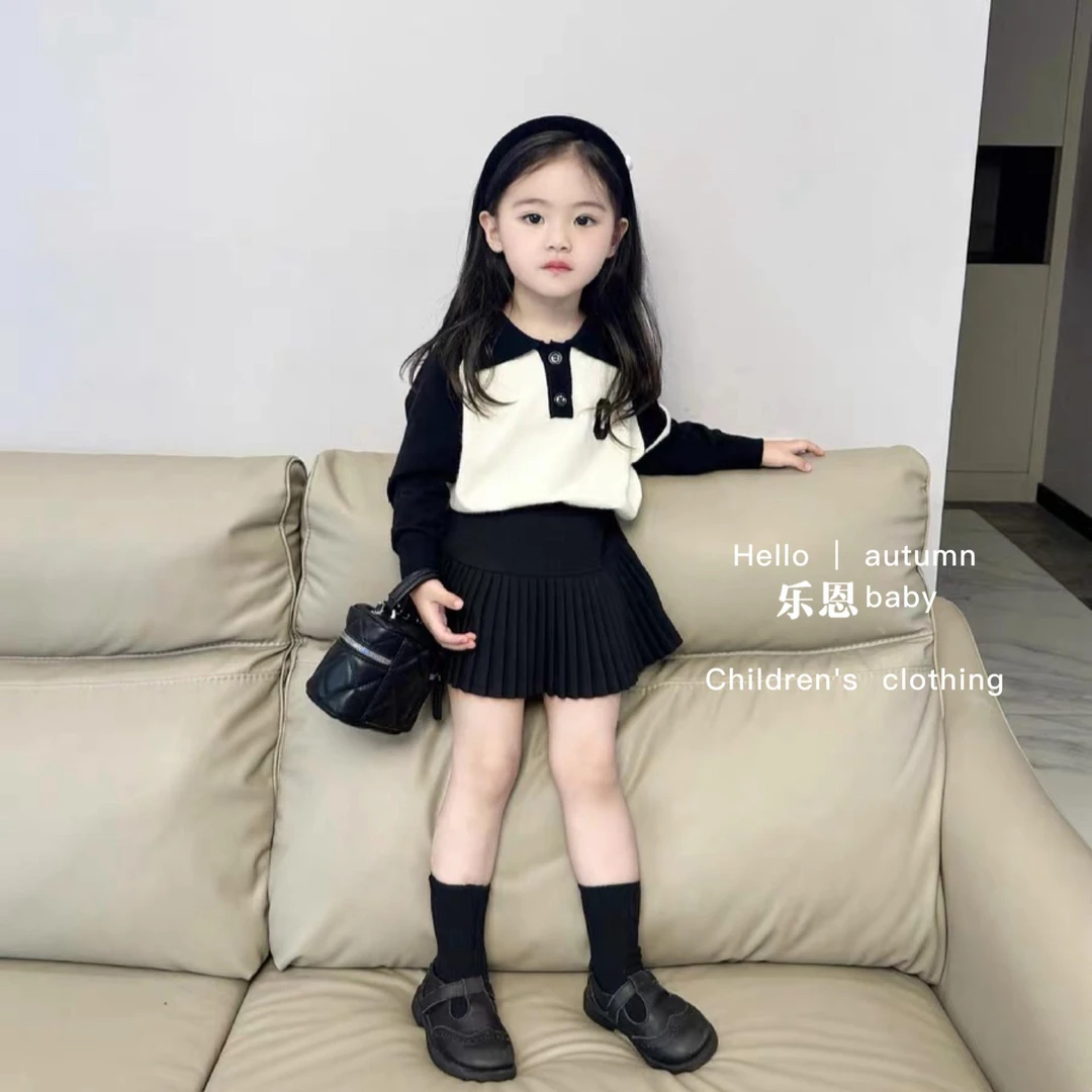 韩系女童polo衫套装秋装2023新款洋气小女孩网红款运动两件套休闲