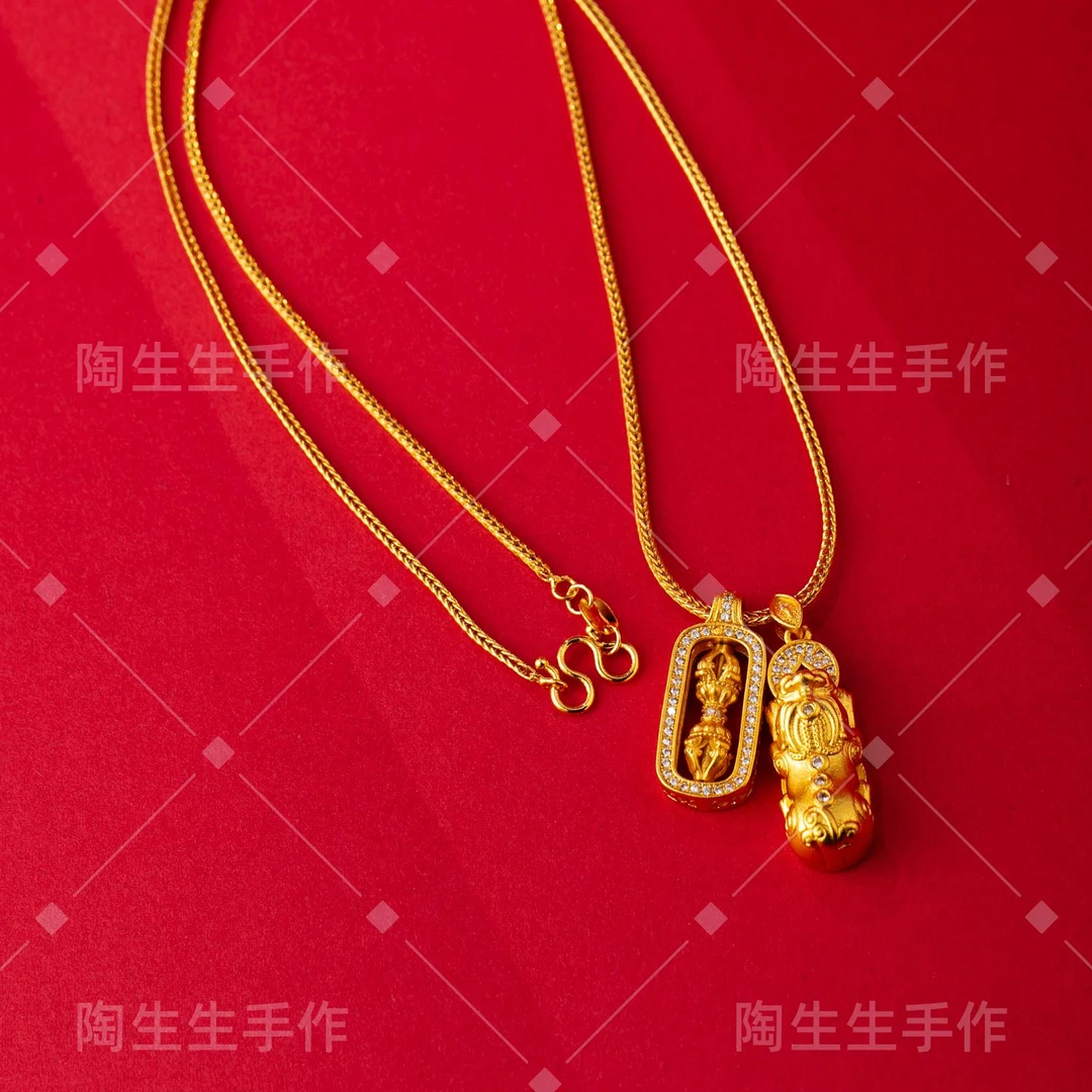 铜合金项链 点钻貔貅金刚杵叠戴项链 新中式韦雪同款国风轻奢首饰