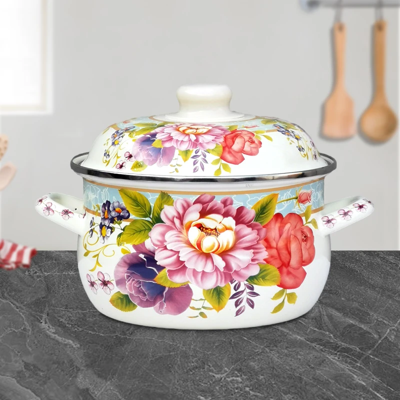 新款珐琅搪瓷锅大肚胖锅圆肚汤锅大容量炖锅平底锅熬中药煮面煲汤