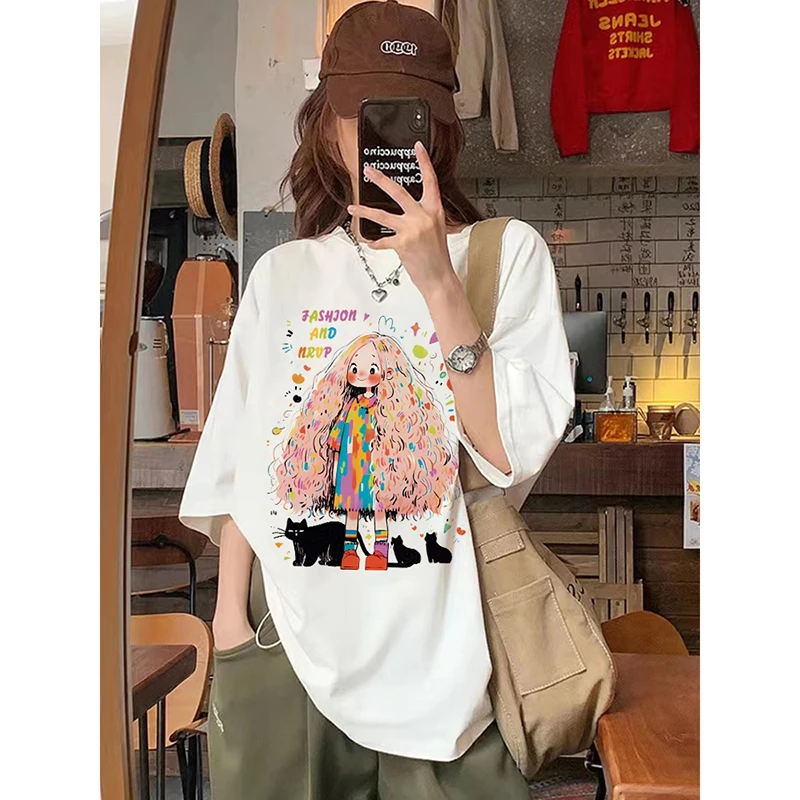 佐朗格奴/100%纯棉学院风短袖T恤衫女清凉百搭卡通减龄省钱风上衣