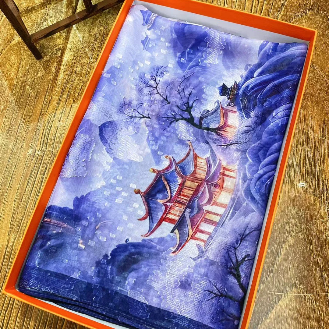 【静夜思】花萝剪花丝巾70*170长巾气质披肩