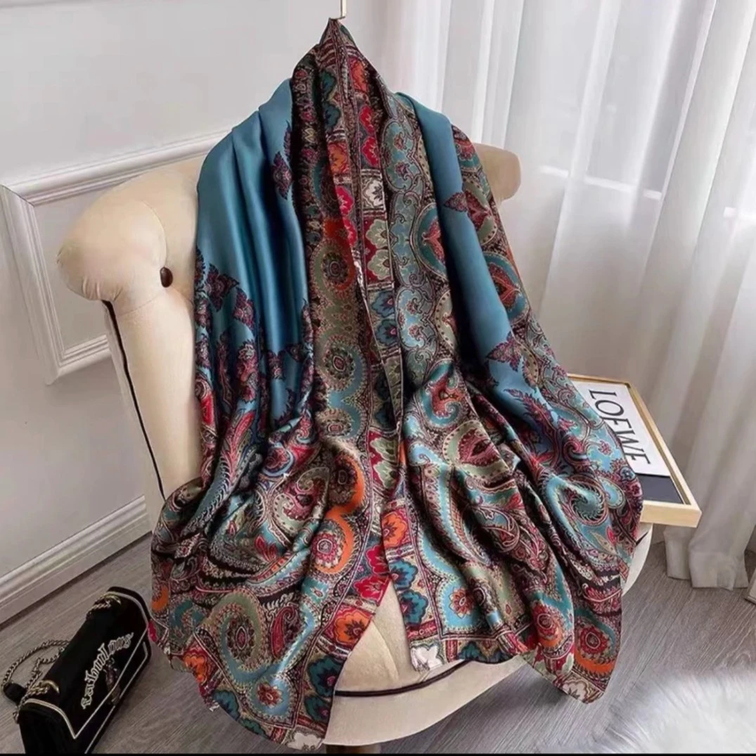 【宠粉丝巾】丽景缎80*180气质丝巾夏季时尚沙滩披肩- 尼泊尔风情