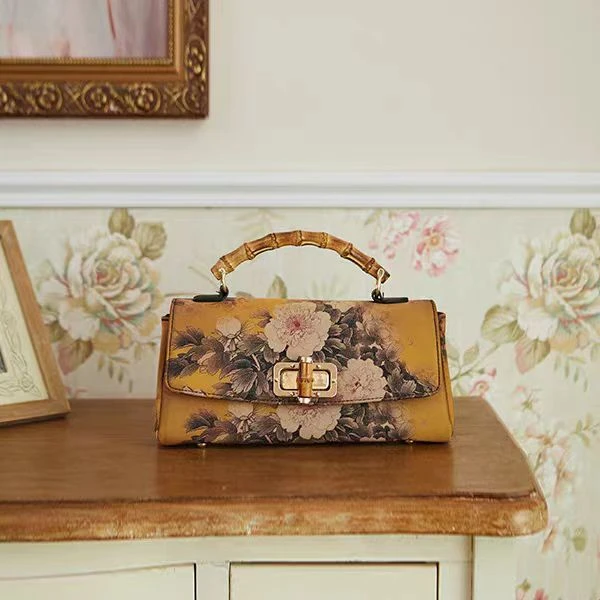 【手提包-复古牡丹】国风竹节手提宴会包 新款时尚大容量气质配旗袍