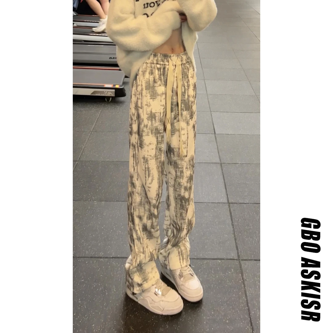 美式高街扎染休闲裤男女款ins潮牌古着vintage裤子高级感休闲裤