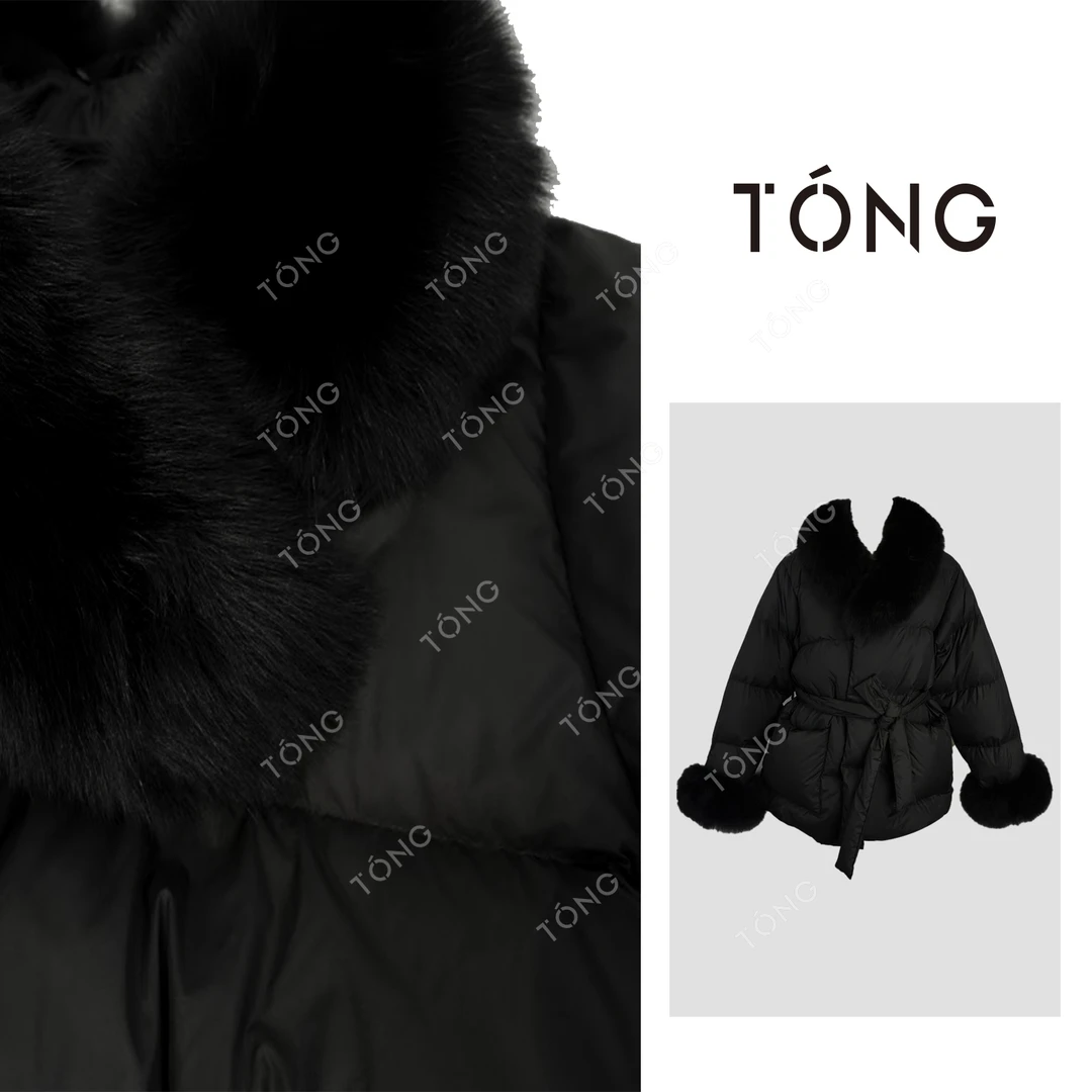 【梨云梦远】新国标90白鸭绒韩版时尚高级休闲款收腰羽绒服 GW228