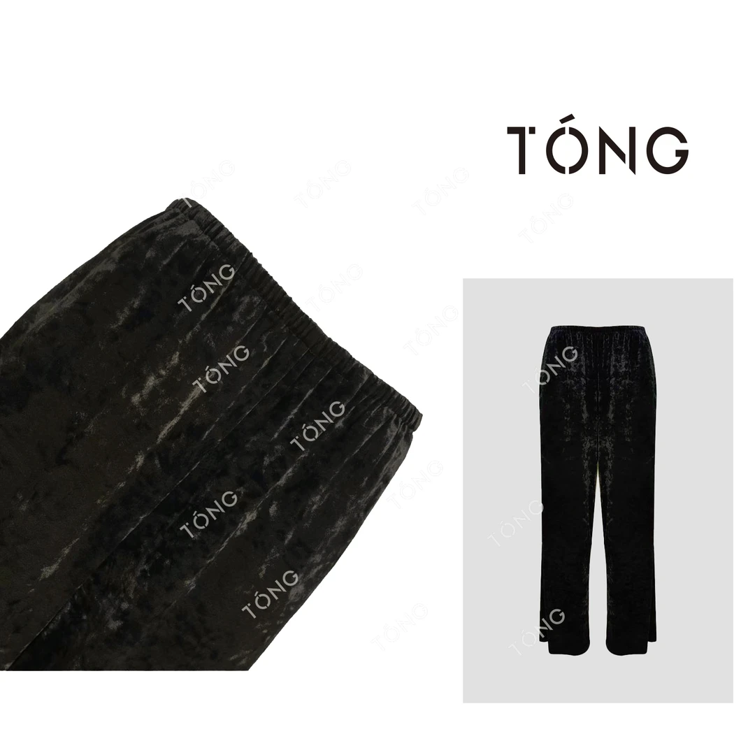 【丝光绒】小众原创复古垂坠感松紧宽松桑蚕丝醋酸及地裤 GKOO4