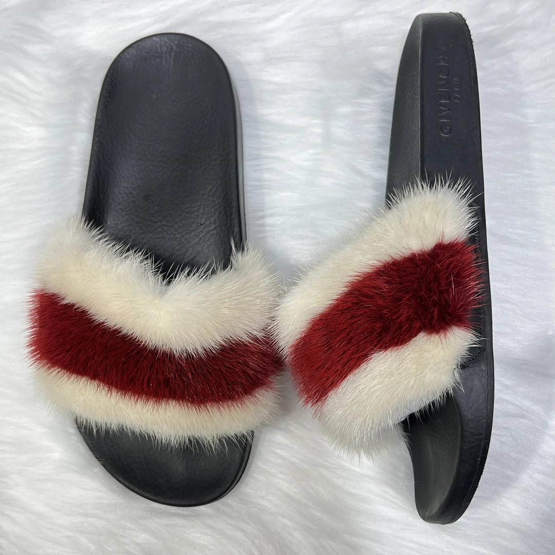 95新 Givenchy/纪梵希 毛皮 时尚凉拖 38码 公价4.1k g011