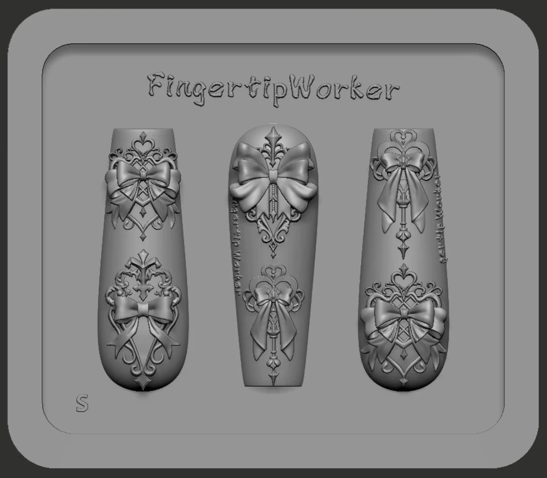 FingertipWorker原创精致小众洛丽塔豪华蝴蝶结百搭实用美甲模具