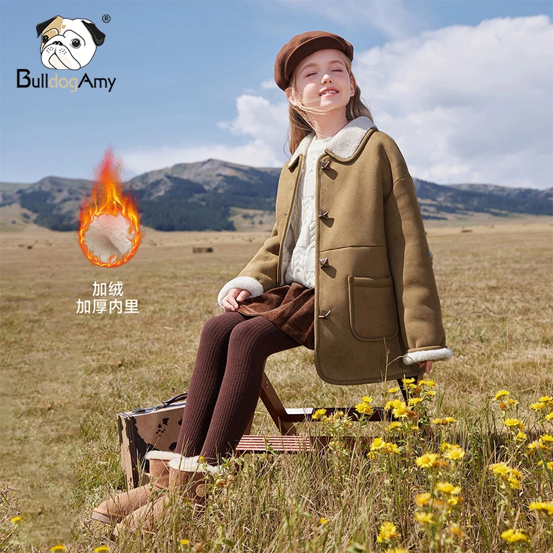 WF944094女童毛绒加厚大衣2024冬装新款洋气皮毛一体外套