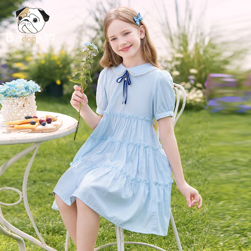 【送领结】女童学院风连衣裙2025夏装新款儿童洋气夏季中大童裙子