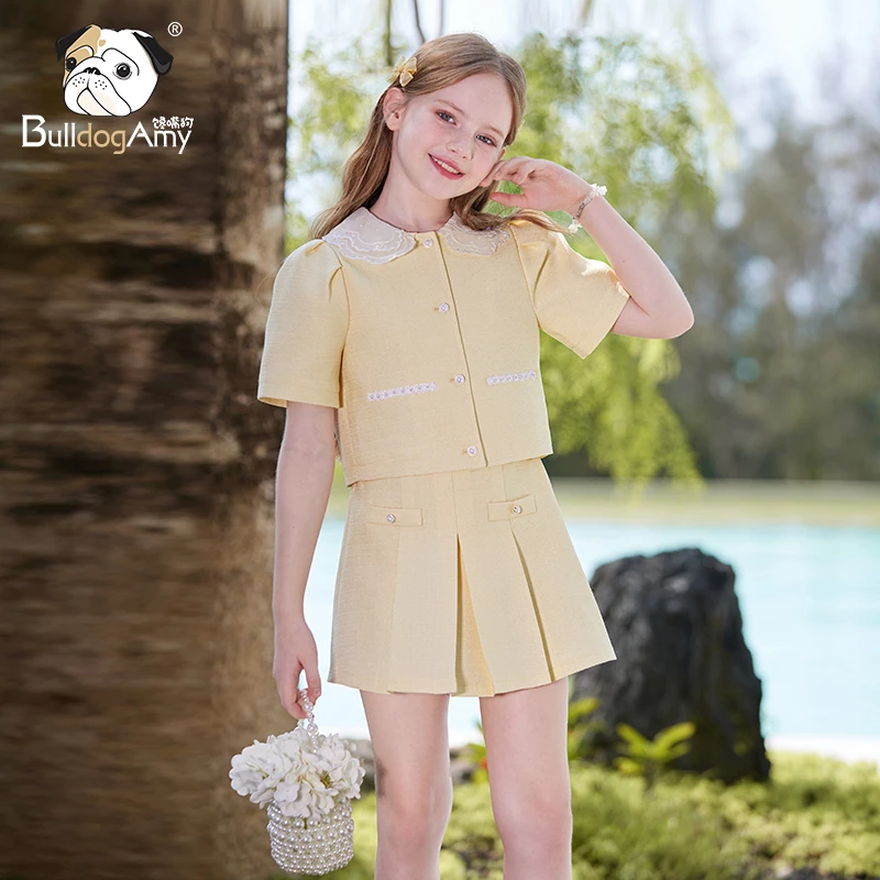 TF942544女童小香风夏装套装2025新款女孩洋气时髦两件套