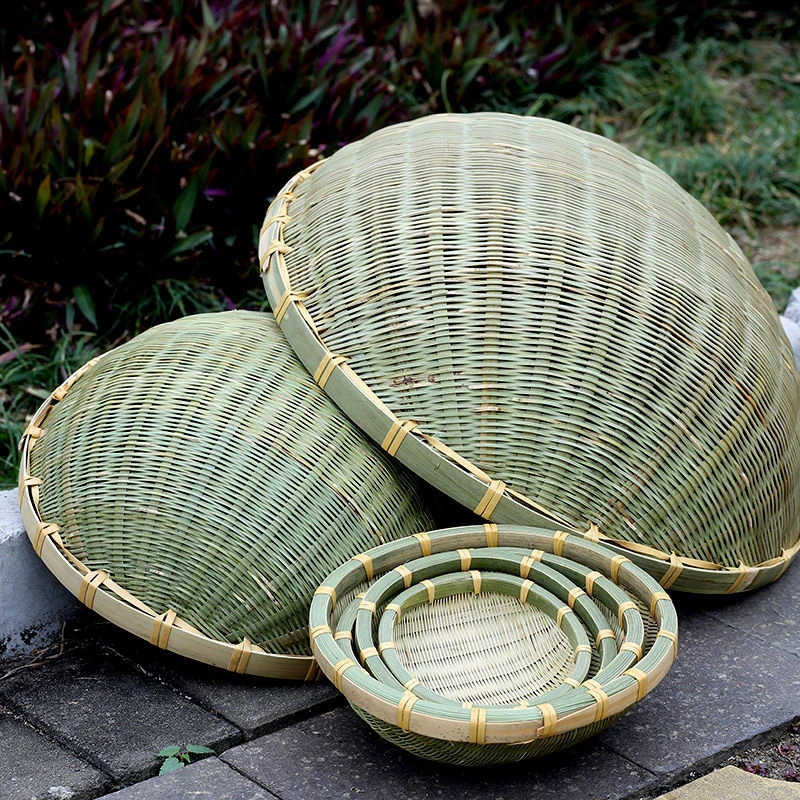 筲箕竹编青篾圆形簸箕洗菜淘米沥水篮果蔬箩筐收纳筐馒头篓竹筛子