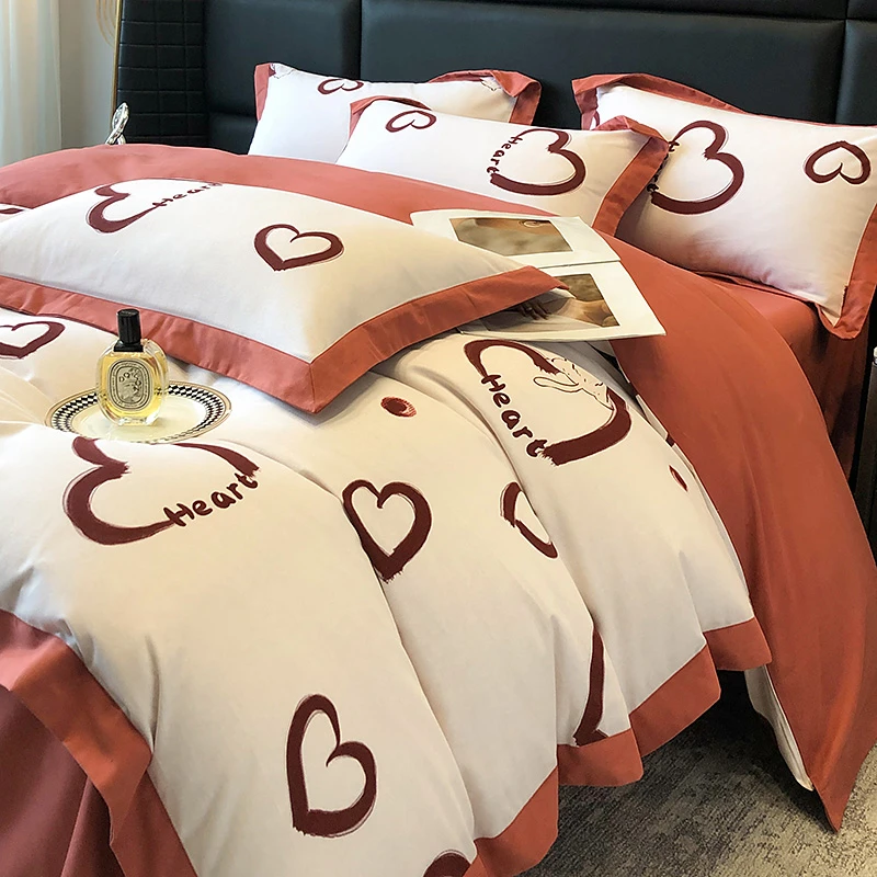 轻奢100%全棉磨毛加厚宽边四件套秋冬季纯棉床单被套保暖床上用品