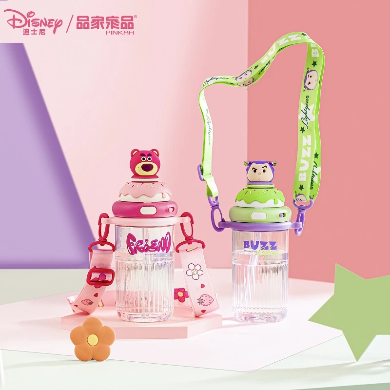 PINKAH迪士尼夏季双饮口水杯萌趣可爱防摔饮水杯600ml