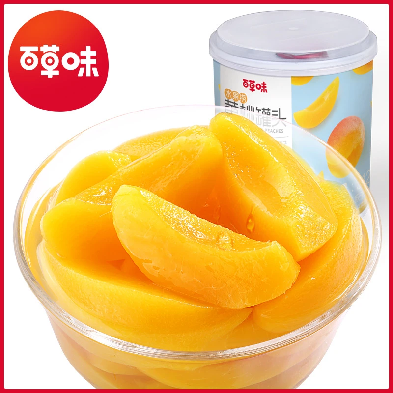 百草味 水果捞黄桃罐头312g美味】罐装清甜果香果香清甜爽滑美味