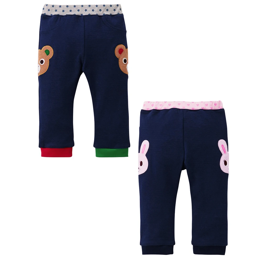 miki童装儿童卫裤春秋男童女童日系毛圈毛巾布熊兔束脚卫裤长裤子