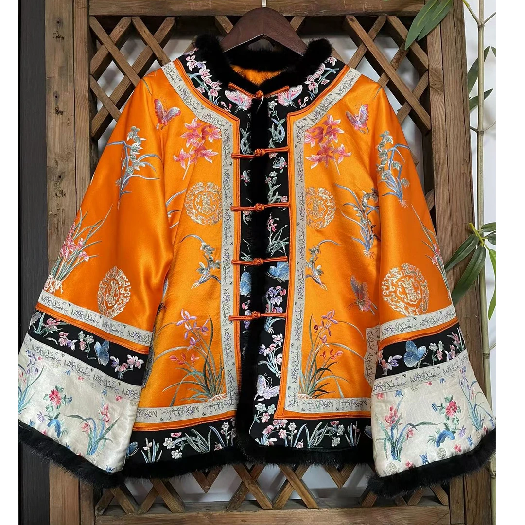 瑜玥传琦原创水仙花新款手工盘金重工刺绣贵妃复刻版清汉服上衣女