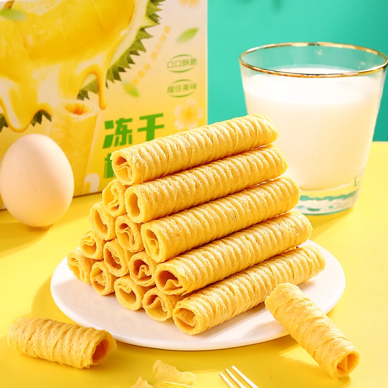 榴莲冻干卷238g整盒装约28-30根咔嚓脆香办公小零食