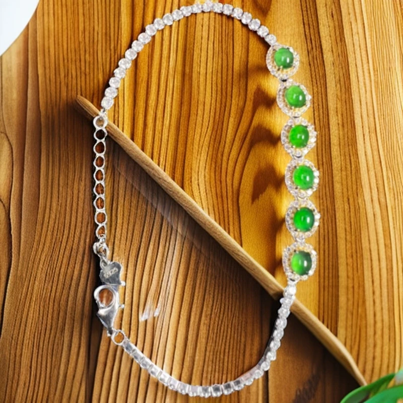 合金手链 手工气质轻奢百搭女士简约镶嵌坠链银镀精致时尚精美