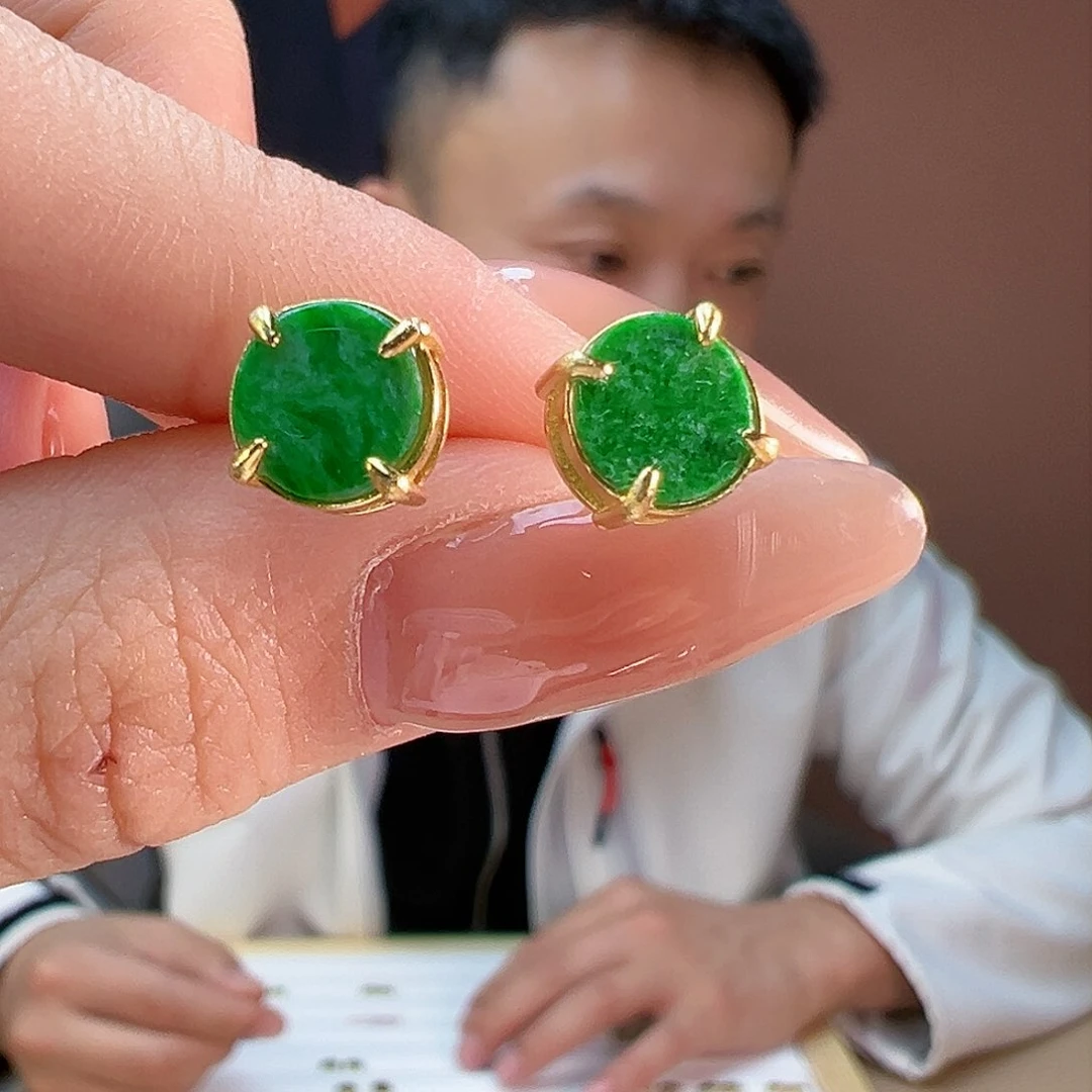 翡翠耳饰银S925镶嵌耳环