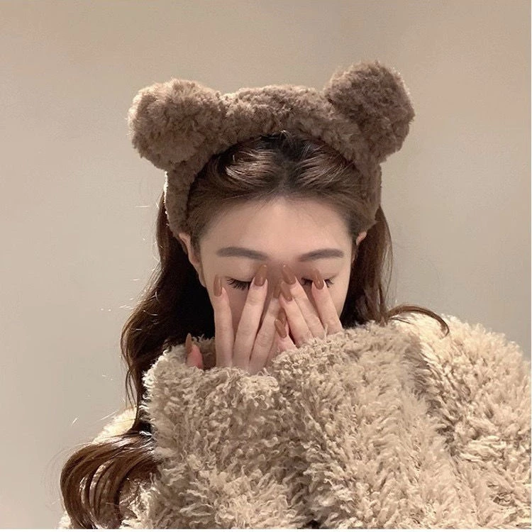 可爱秋冬新款耳朵气质家居发箍毛绒发饰洗脸化妆发箍刘海发饰女