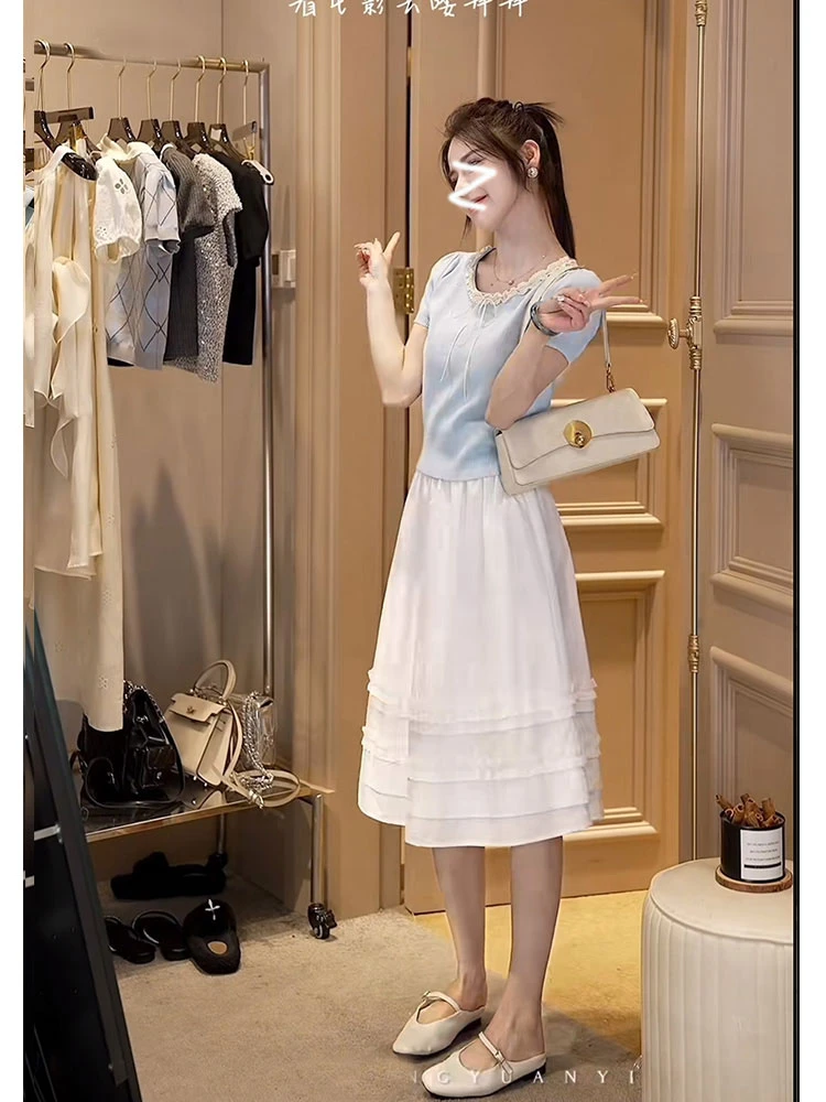 张元一女装同款高腰a字寒佳人半身裙女夏季时髦小众别致中长裙子