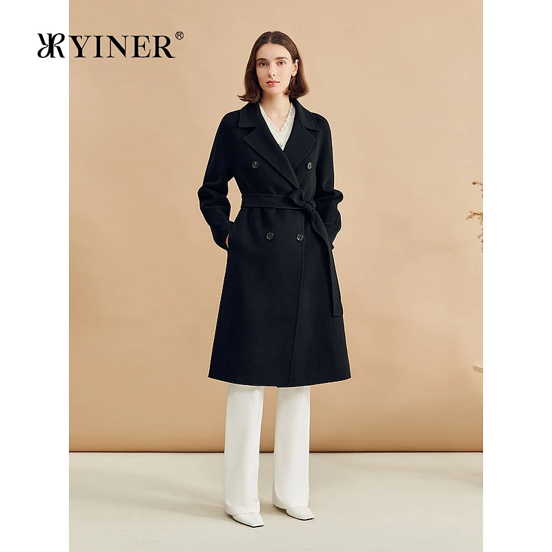 【100%美丽诺羊毛】YINER音儿专选2024冬季新款双面毛呢大衣外套