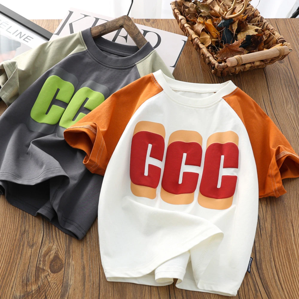 【静姐专属】男童圆领短袖T恤衫2024夏季中大童韩版套头儿童休闲上