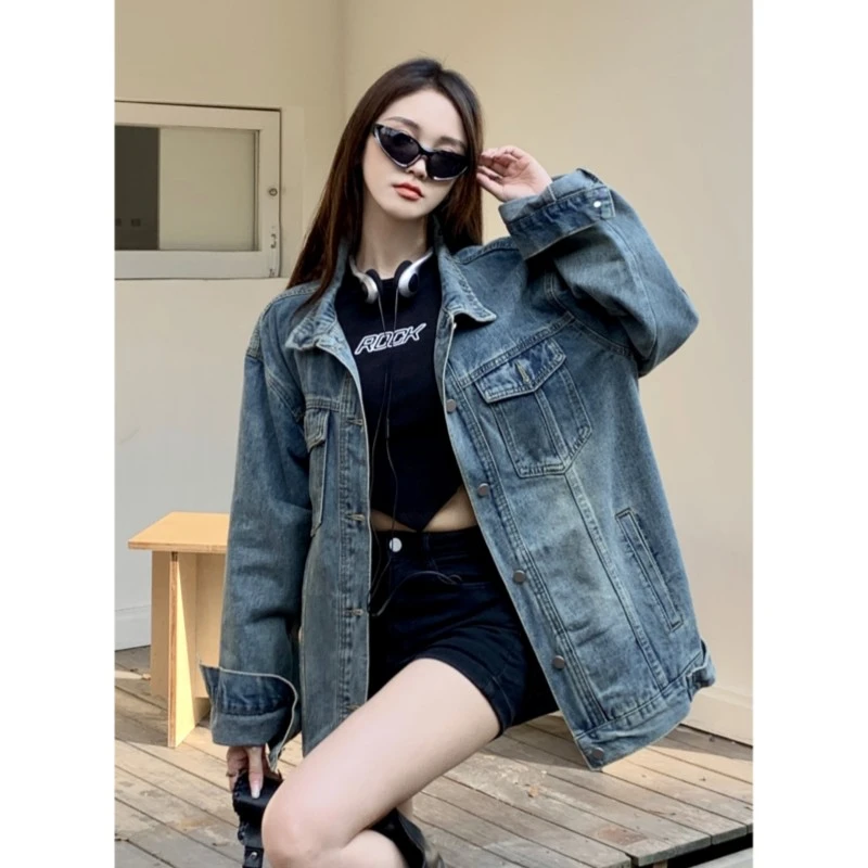 【C魅甄选】牛仔外套女2023春秋款oversized上衣宽松大版型上衣9975