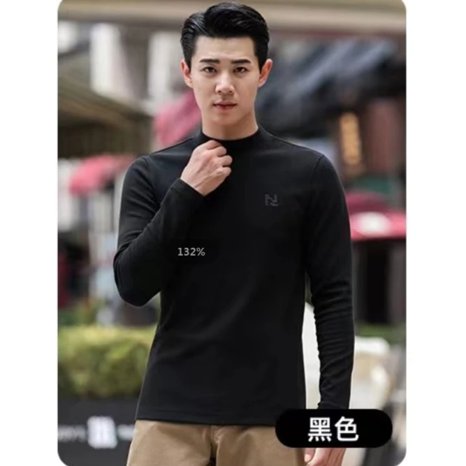 线下299!男士休闲N刺绣美拉德保暖T恤秋冬打底衫