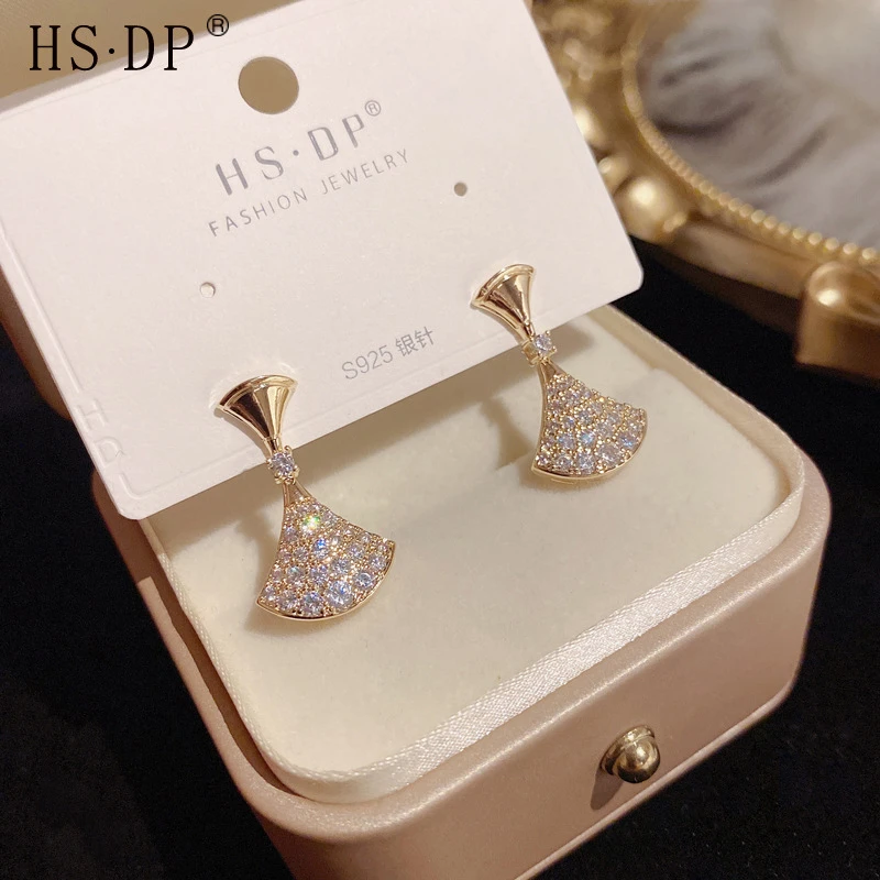 足银耳饰S925银针轻奢优雅气质小裙子耳钉精致6592