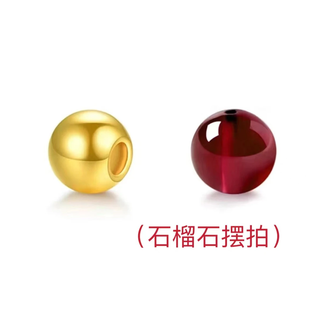 明牌珠宝足金999金珠 卡5mm可编石榴石小珠子一粒手工经典 古法
